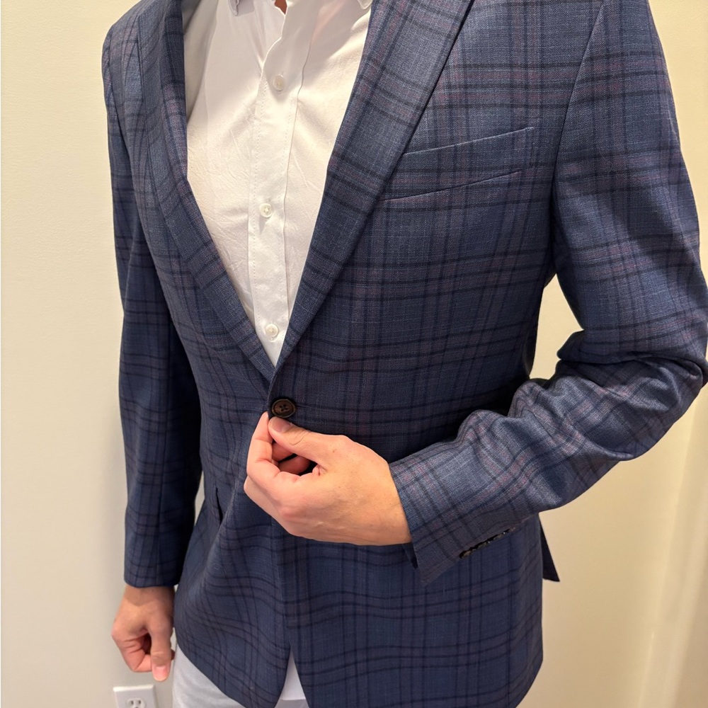 Men's Blue Plaid Blazer